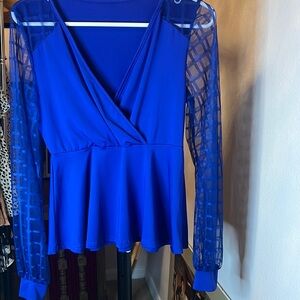 Elegant Blue Wrap Top